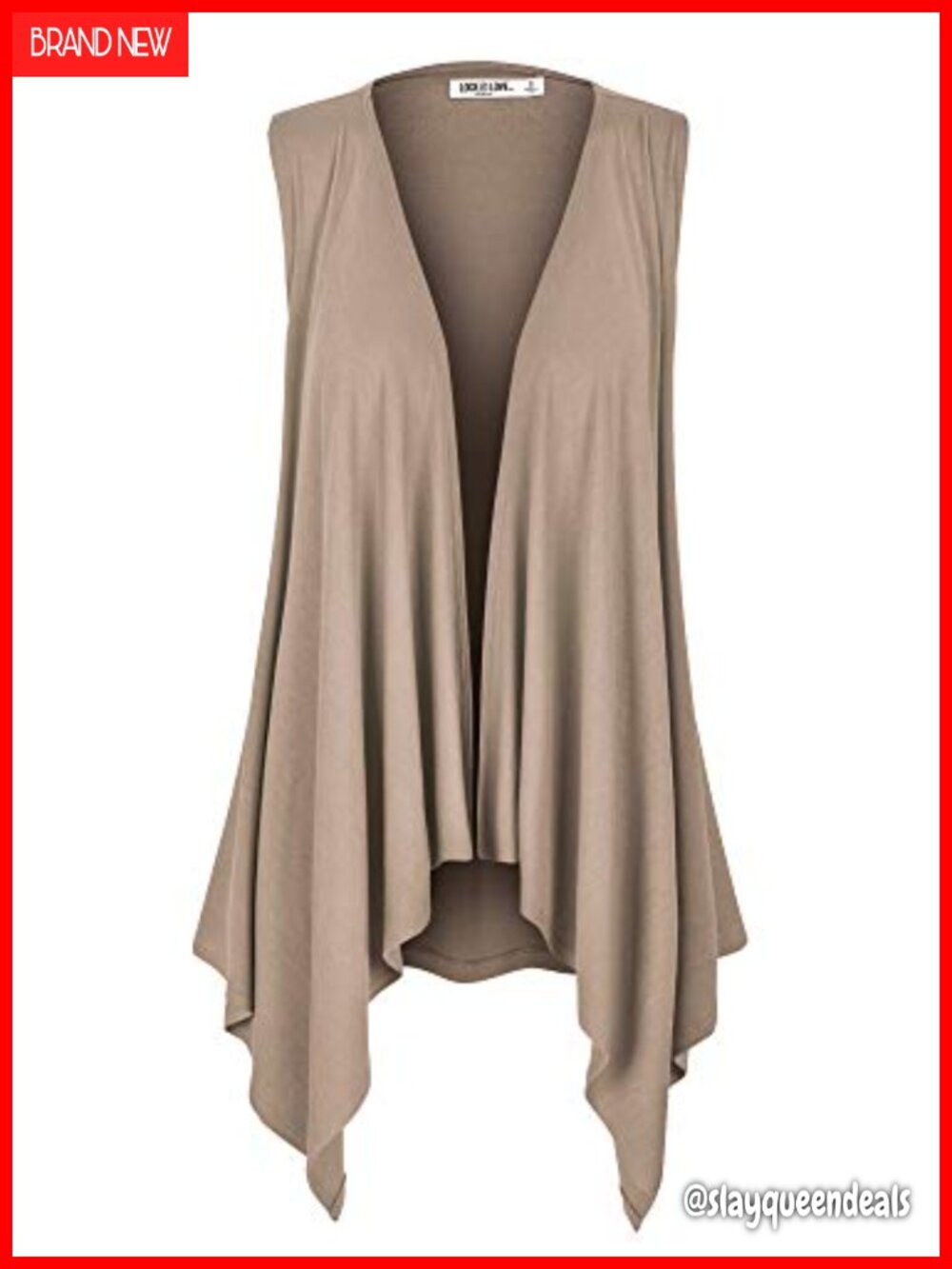 Sleeveless Draped Open Front Cardigan Vest Asymmetric Hem Plus Size